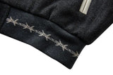 Embroidered Woolen Splice Hip Hop Varsity Jacket