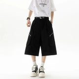 Streetwear Solid Color Wide Leg Workwear Jorts
