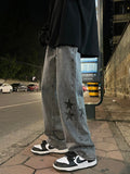 Star Print Oversized Denim Pants