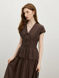 Modern Bow Tie V Neck Blouse