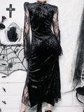 Elegant Gothic Lace Midi Dress Women