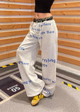 Streetweear Letter Print Baggy Wide Leg Sweatpants
