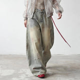 Retro Dirty American Style Wide Leg Jeans