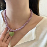 Colorful Heart Pendant Beaded Necklace