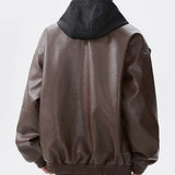 Retro American Hooded Leather Biker Jacket