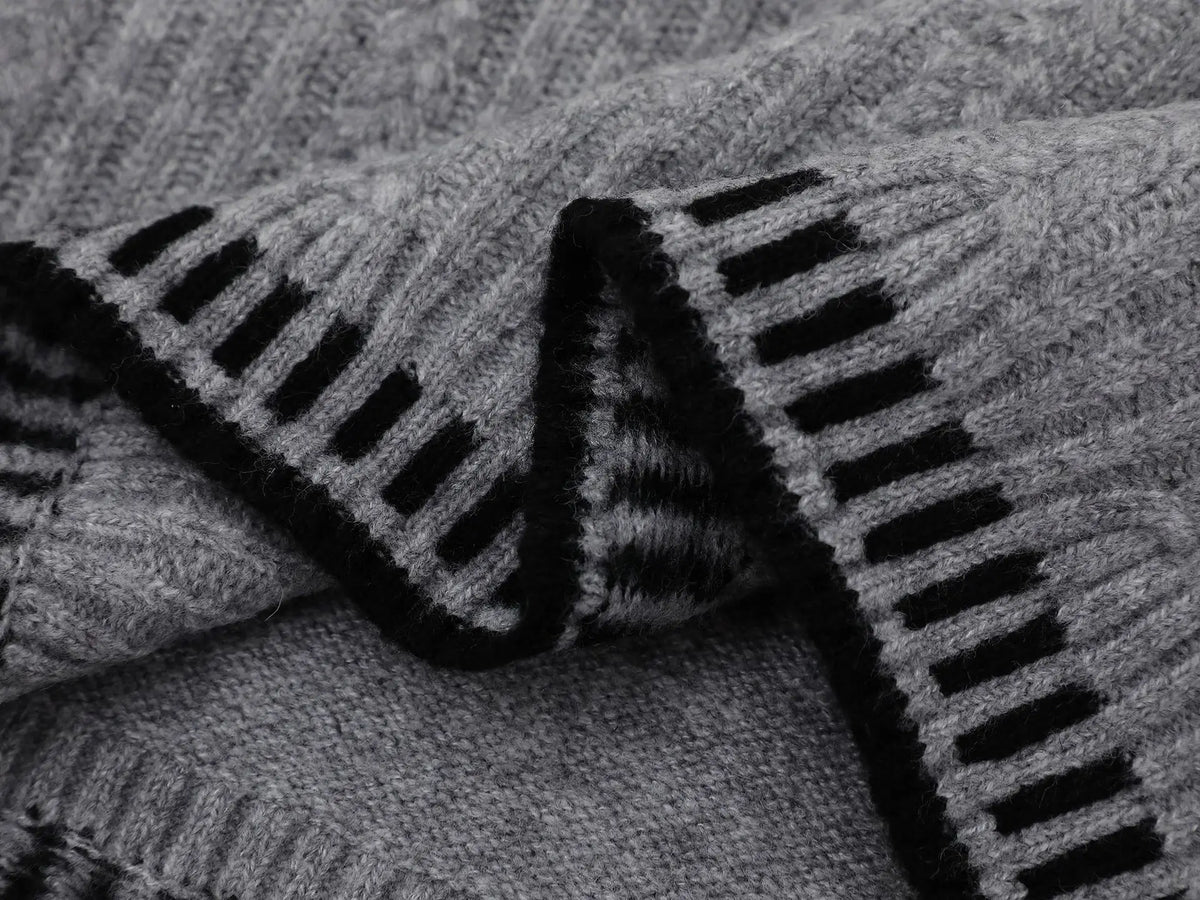 Breathable V-Neck Cable Knit Sweater