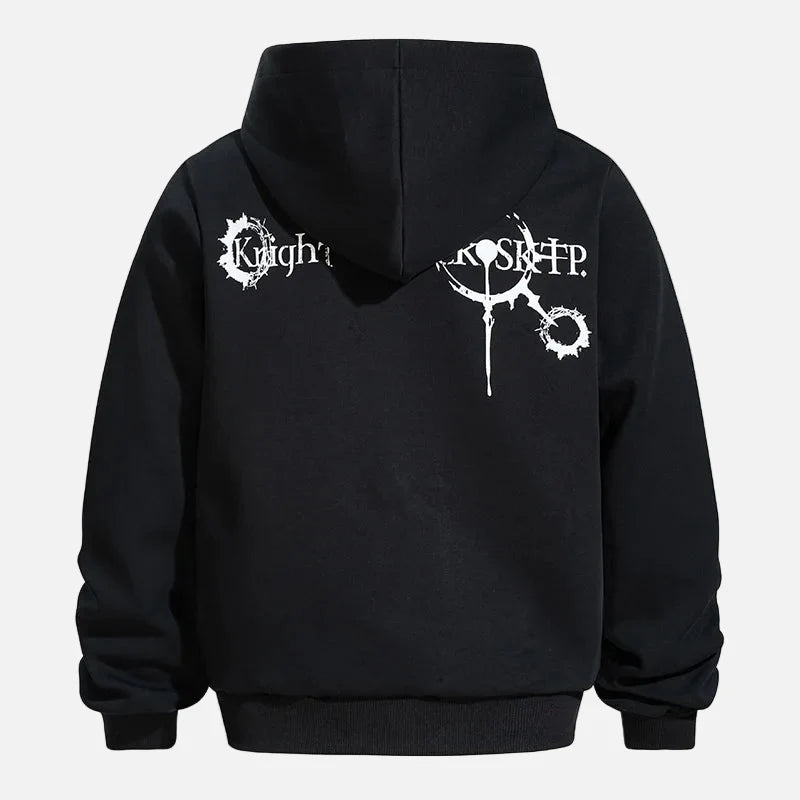 Long-lasting Gothic Printed Loose Hooded Sweatshirt
