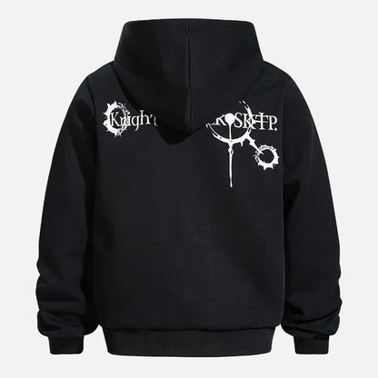 Long-lasting Gothic Printed Loose Hooded Sweatshirt