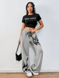 Dark Gothic Drawstring Loose Straight SweatPants