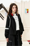 Stylish Lace Patchwork Hooded Windbreaker Jacket