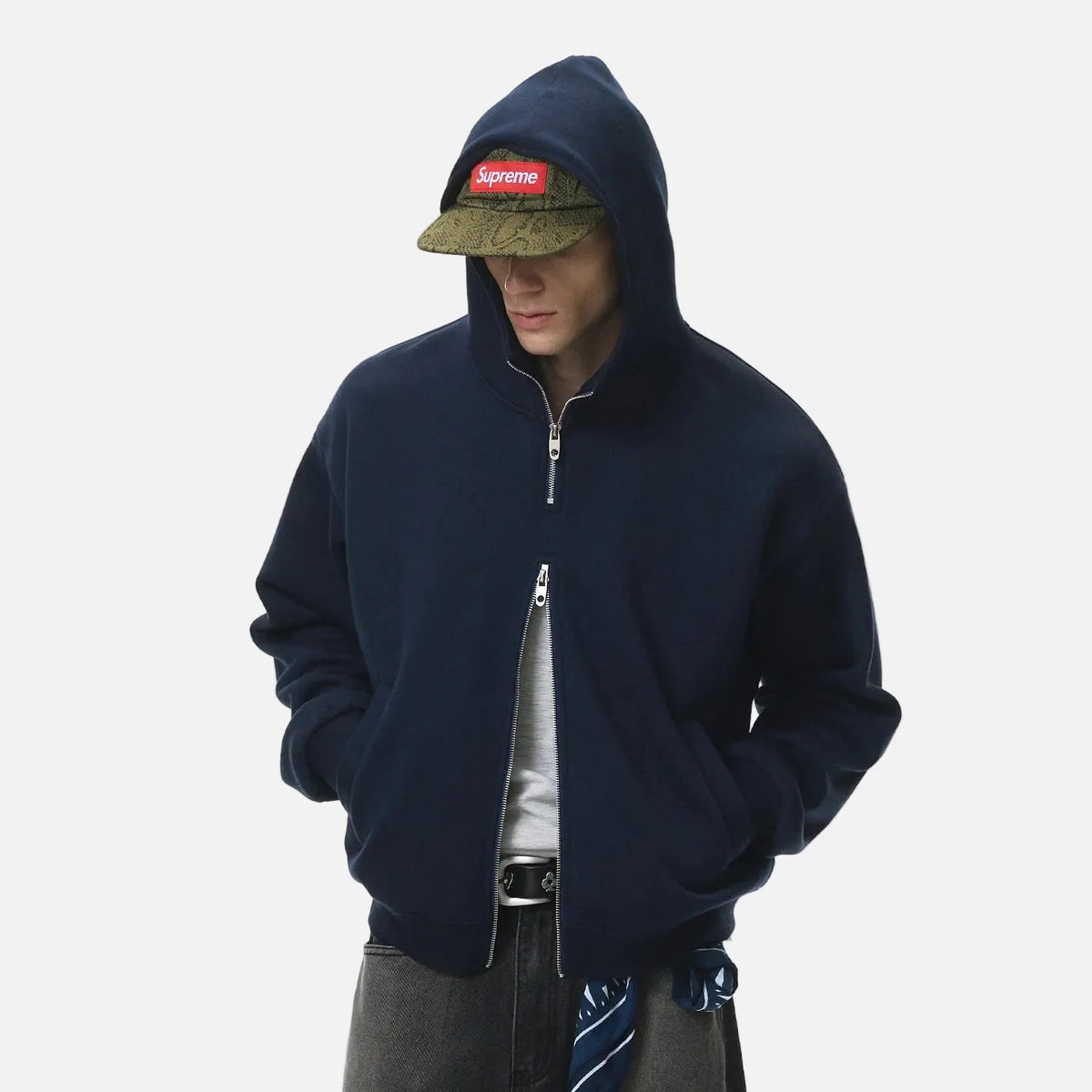 Warm Double Zip Hip Hop Hooded Sweatshirt