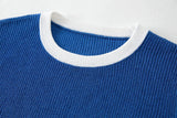 Women Retro Casual Blue Nautical Style Knit T-Shirt