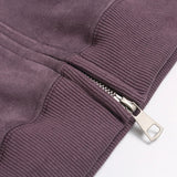 Striped Vintage Suede Loose Fit Hooded Sweatshirt