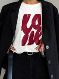 Y2K Russian Style Letter Printed Loose Cotton T-Shirt