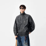 Elevated Stand Collar Faux Leather Jacket