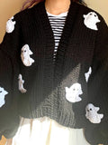 Halloween Ghosts Embroidery Cardigan Sweater