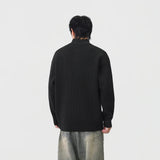Soft Ribbed Knit Mock Neck Half Zipper Sweater