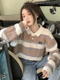 Vintage Loose Knitted Stripe Pullover Sweater