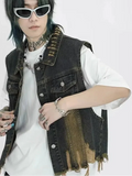 Cowboy Style Distressed Denim Vest