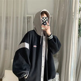 Y2K Stylish Patchwork Hooded Varsity Jacket