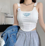 Y2K Sleeveless Bra Pad Crop Top