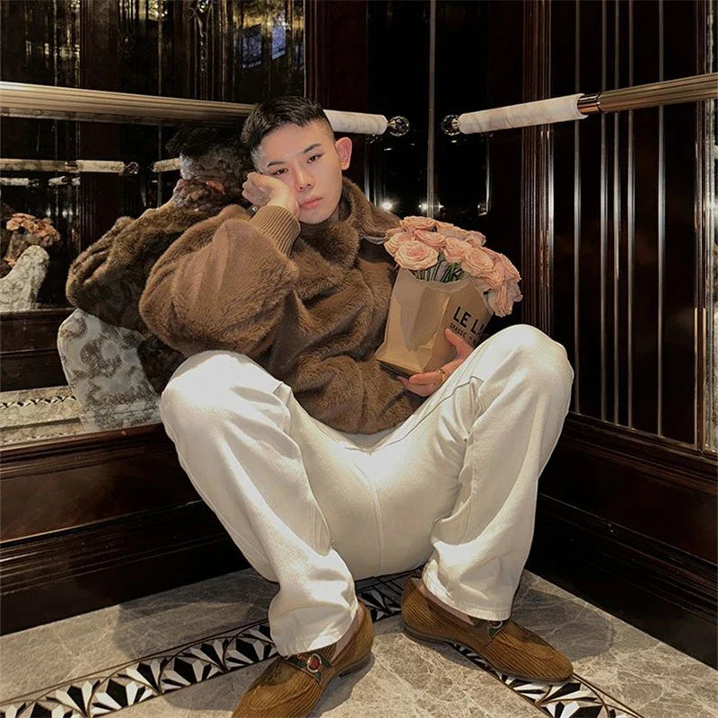 Men Warm Fleece Fur Winter Jacket