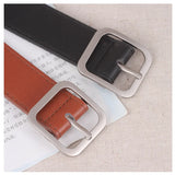 Leather Silver Buckle Y2K Belt