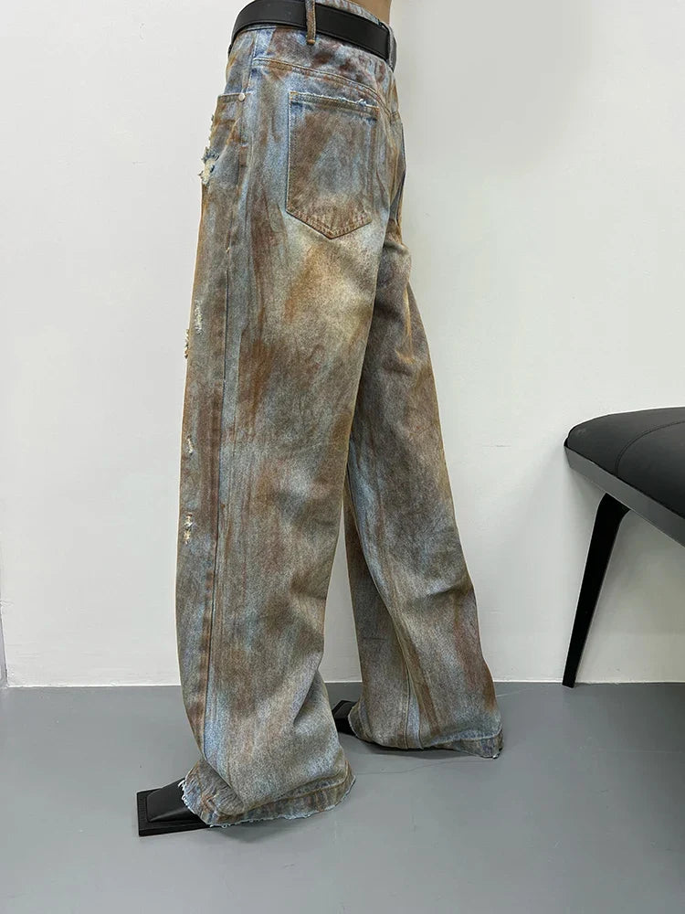 Blue Tie Dye Aesthetic Baggy Jeans