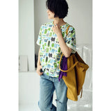 Fresh Literary Style Cartoon Print T-Shirt