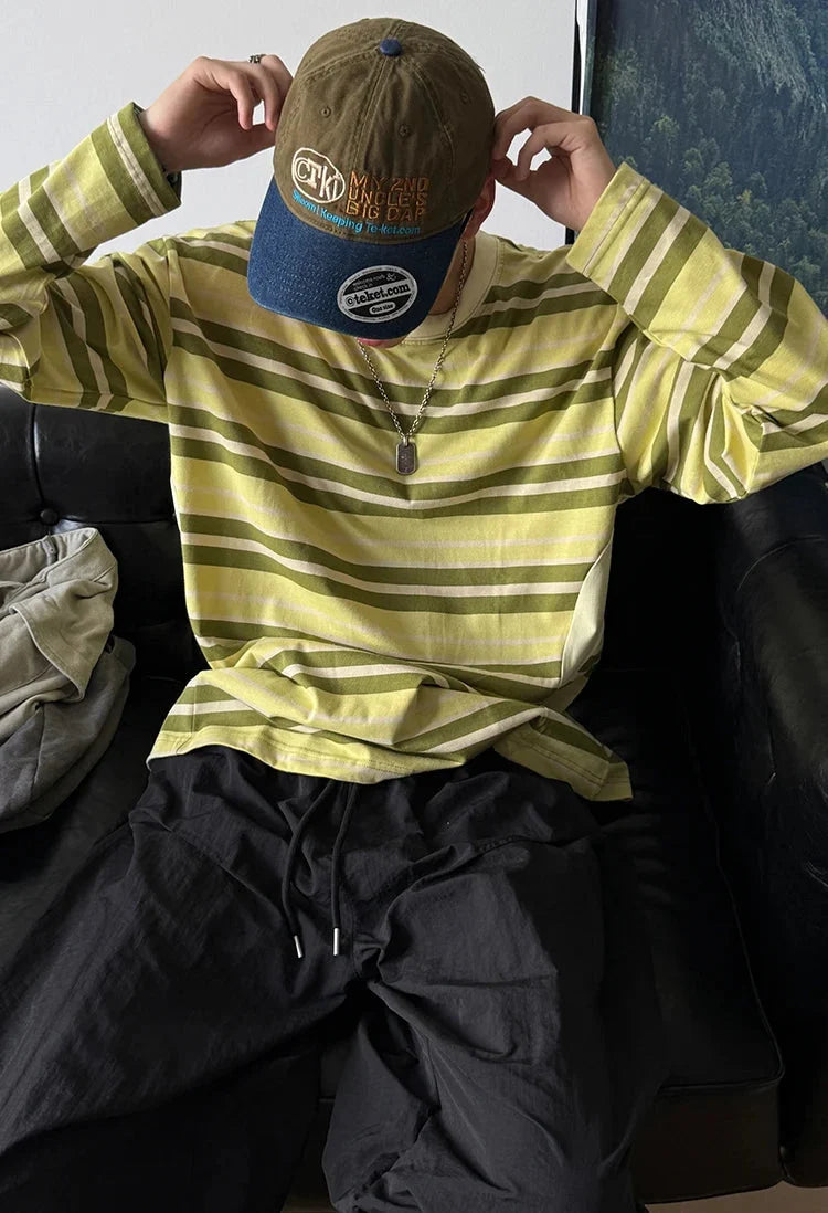 Striped Japanese Minimalist Long Sleeve T-Shirt