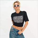 Women Russian Leopard Print Cotton T-Shirt