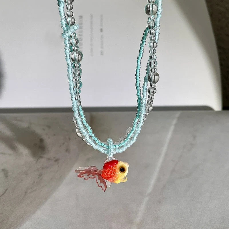 Bohemian Cute Animal Goldfish Pendant Necklace