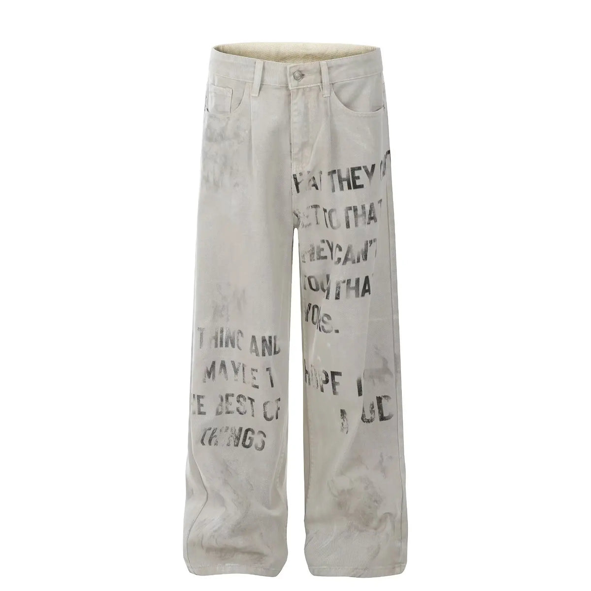 Cyber Y2K Printed White Baggy Jeans
