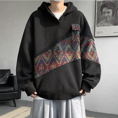 Contrast Color Patchwork Hoodie