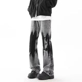 Streetwear Retro Vintage Tie Dye Patchwork Wide Jeans