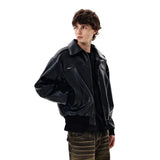 Elevated Streetwear Hip Hop Long Sleeve Leather Jacket