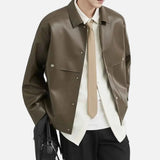 American Retro PU Leather Long-Sleeved Jacket