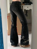 Floral Embroidered Flared Jeans