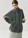 Lightweight Mock Neck Thick Zipper Cardigan