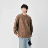 Comfortable Textured Crew Neck Long Sleeve T-Shirt