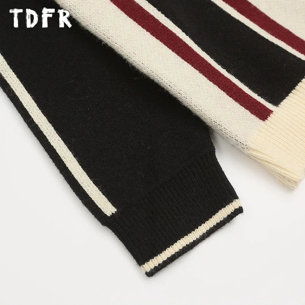 Retro Jacquard Knitted Mens Sweater