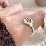 Minimalist Sterling Silver Flower Geometry Ring