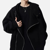 Irregular Design Double Zipper Hooded Sweatshirt