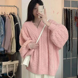 Vintage Oversized V-neck Knitted Sweater