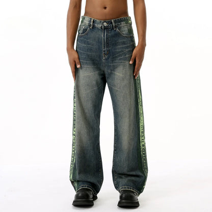 Retro Streetwear Striped Baggy Hip Hop Jeans