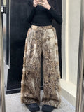 Leopard Patchwork Baggy Vintage Wide Jeans
