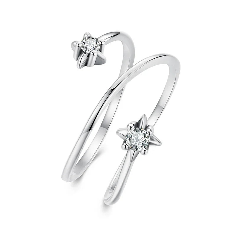 Minimalist Adjustable Sterling Silver Star Ring