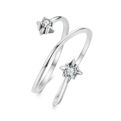 Minimalist Adjustable Sterling Silver Star Ring
