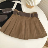 Short Belted Pleated Skirt