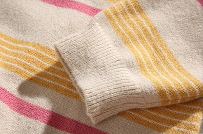 Colorblock Striped College Style Knit Sweater